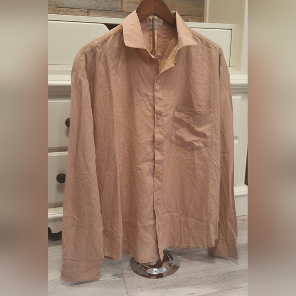 SKIMS Cover Up Long Sleeve Ochre Button Up Shirt - Picture 4 of 5